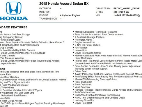 Used 2015 Honda Accord EX image 11