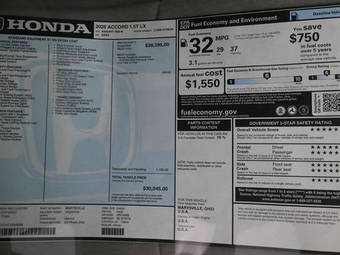 New 2026 Honda Accord LX image 14