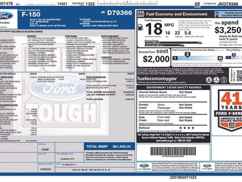 Used 2018 Ford F150 Lariat w/ Equipment Group 502A Luxury AWD/4WD image 2