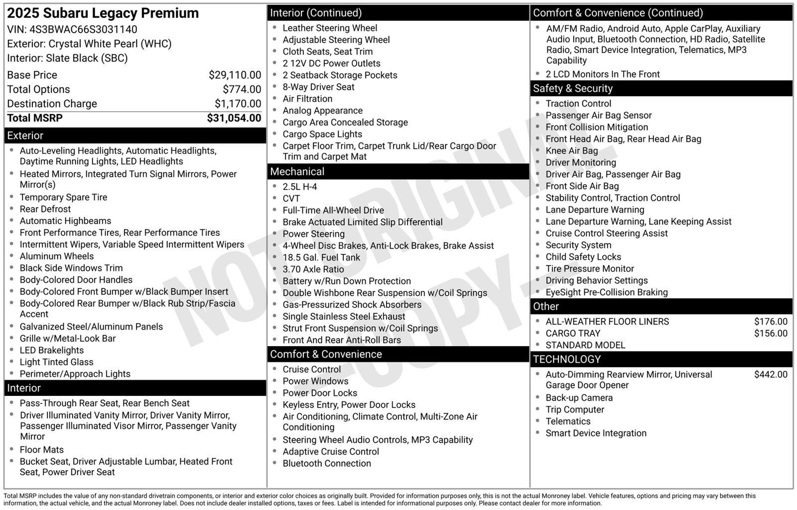 Certified 2025 Subaru Legacy Premium AWD/4WD image 3