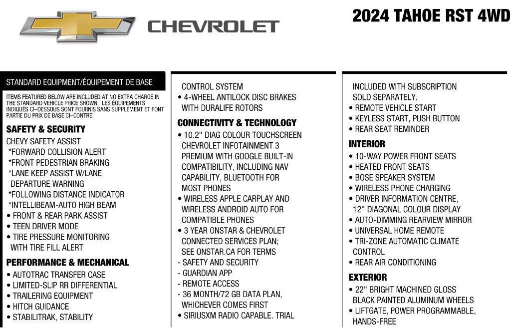 Used 2024 Chevrolet Tahoe RST w/ Luxury Package AWD/4WD image 3