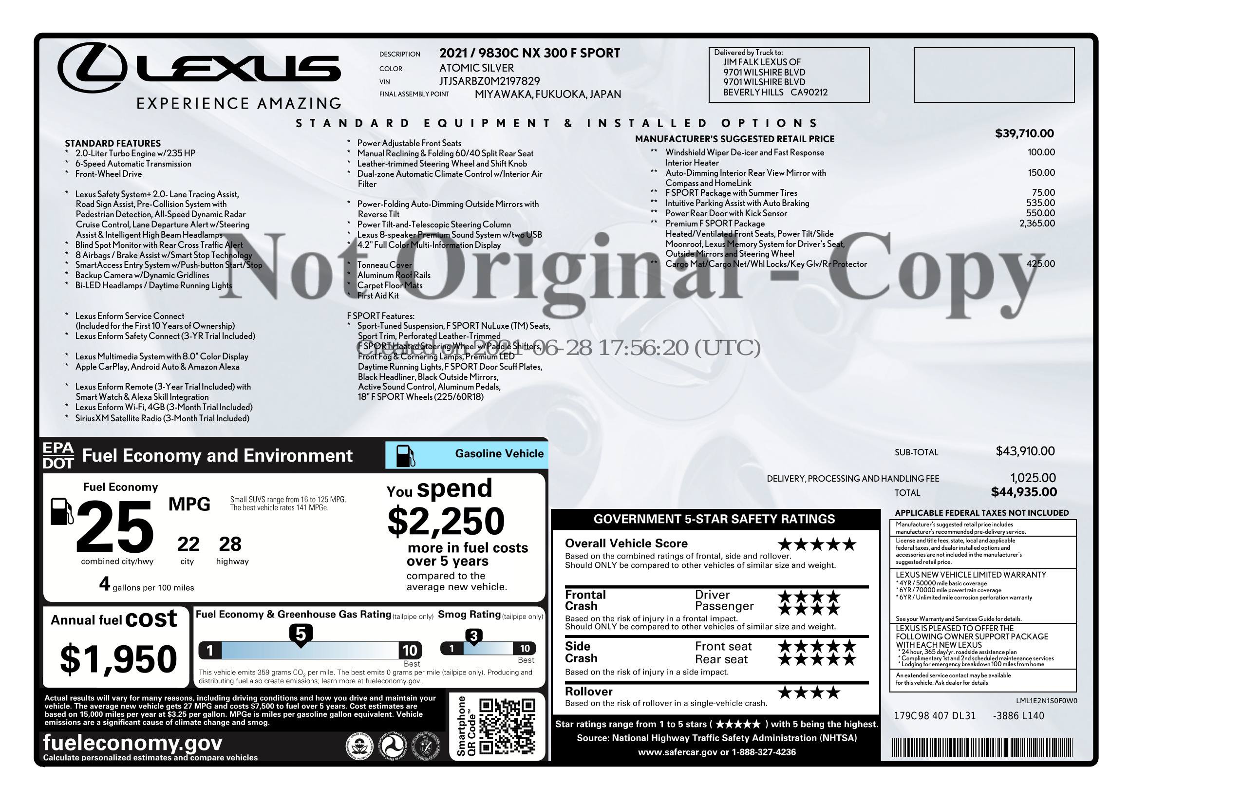 Used 2021 Lexus NX 300 F Sport w/ F Sport Premium Package FWD image 3
