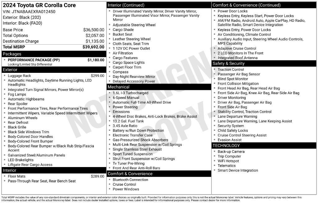 Used 2024 Toyota Corolla GR w/ Performance Package AWD/4WD image 3