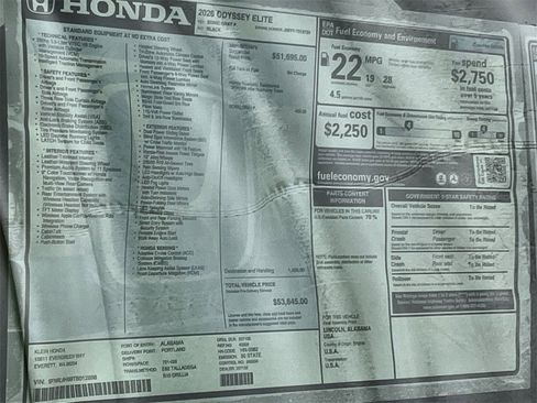 New 2026 Honda Odyssey Elite image 37