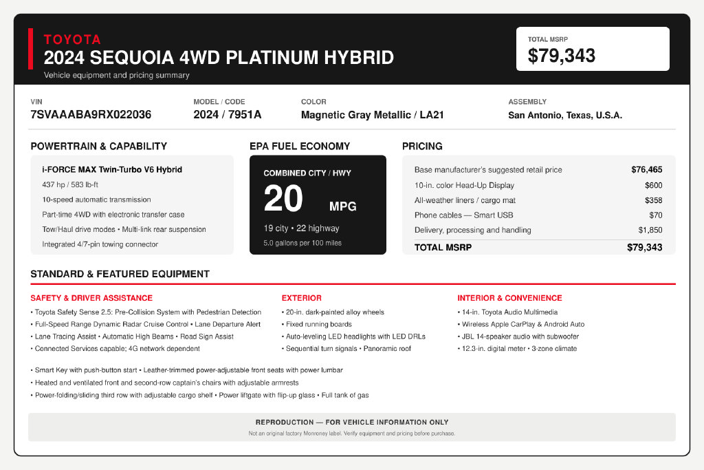 Used 2024 Toyota Sequoia Platinum AWD/4WD image 2