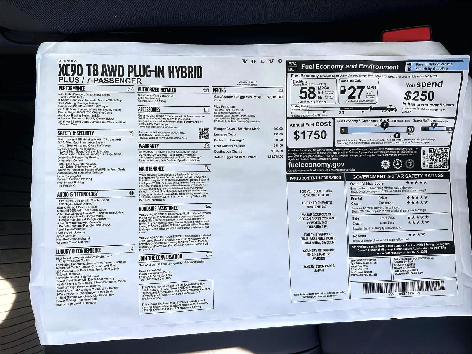 New 2026 Volvo XC90 T8 Plus w/ Protection Package AWD/4WD image 37