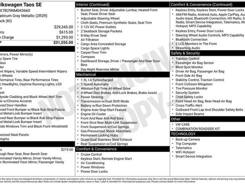 Certified 2022 Volkswagen Taos SE image 32