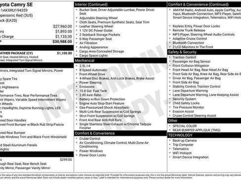 Used 2024 Toyota Camry SE w/ Cold Weather Package image 28