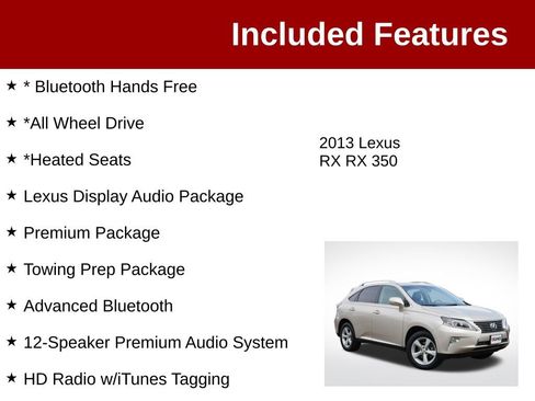 Used 2013 Lexus RX 350 AWD w/ Premium Pkg image 3