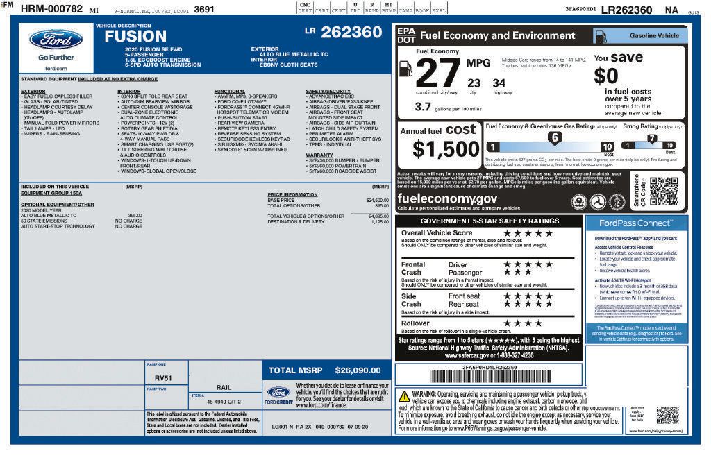 Used 2020 Ford Fusion SE FWD image 7