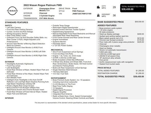 Used 2022 Nissan Rogue Platinum w/ Head-Up Display Package image 35