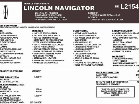 Used 2024 Lincoln Navigator Reserve w/ Equipment Group 201A image 3