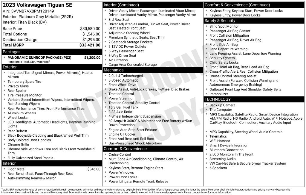 Certified 2023 Volkswagen Tiguan SE w/ Panoramic Sunroof Package FWD image 12