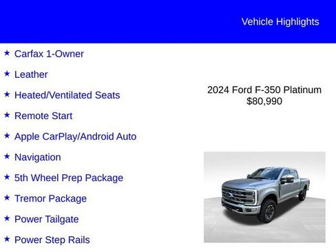 Used 2024 Ford F350 Platinum w/ Tremor Off-Road Package AWD/4WD image 2