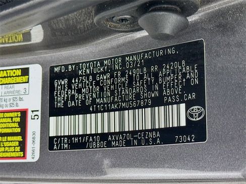 Used 2021 Toyota Camry LE w/ Carpet Mat Package (TMS) image 29