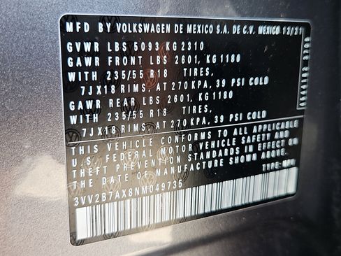 Used 2022 Volkswagen Tiguan SE w/ Panoramic Sunroof Package AWD/4WD image 30