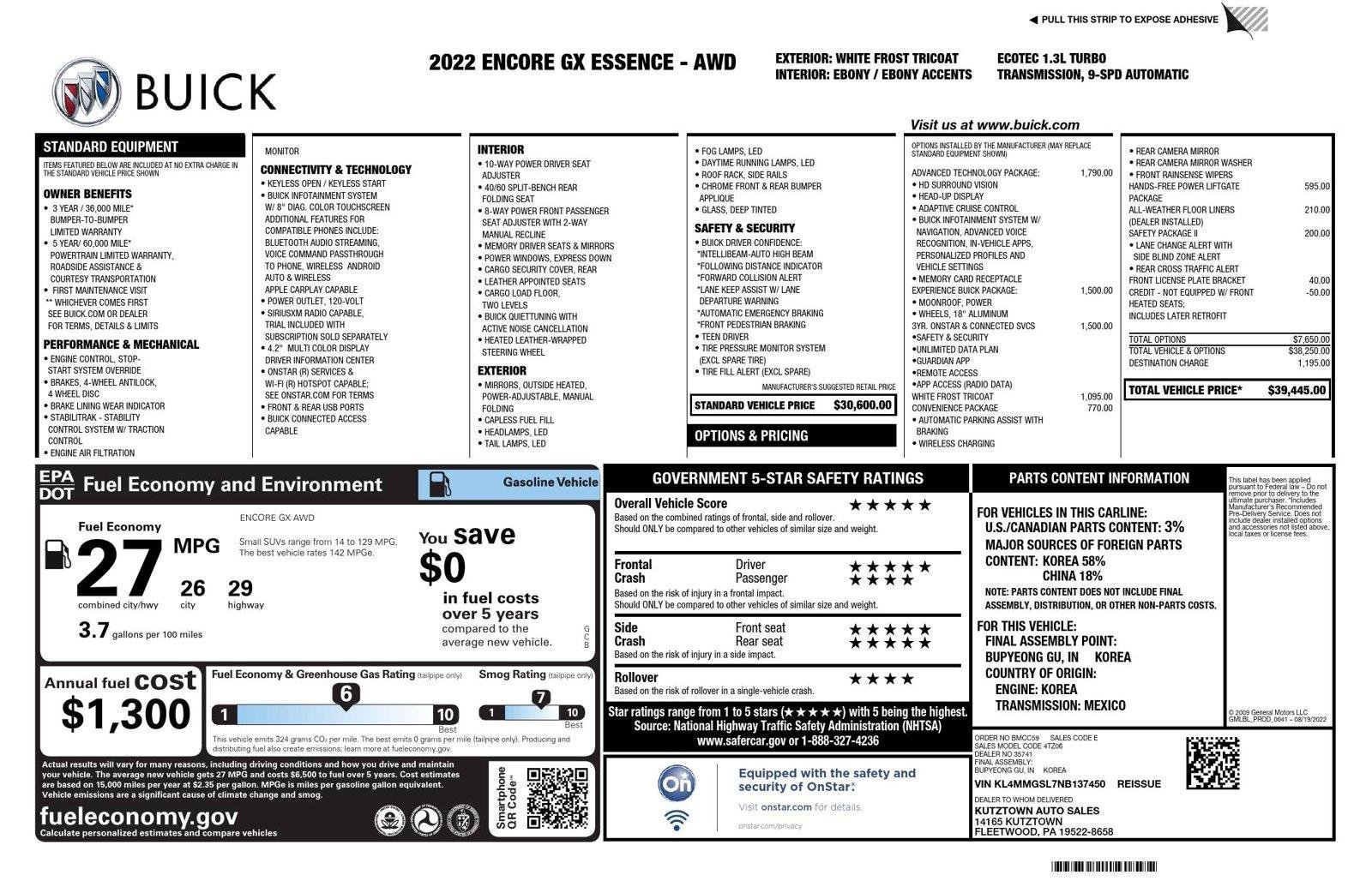 Used 2022 Buick Encore GX Essence w/ Advanced Technology Package AWD/4WD image 24