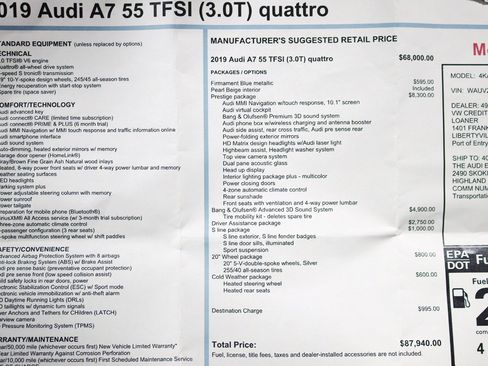 Used 2019 Audi A7 3.0T Prestige w/ Prestige Package image 2