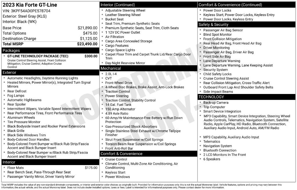 Used 2023 Kia Forte GT-Line w/ GT-Line Technology Package FWD image 7