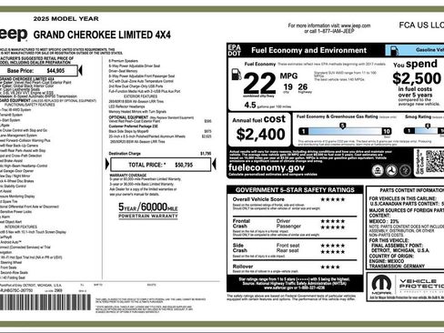 Certified 2025 Jeep Grand Cherokee Limited AWD/4WD image 2