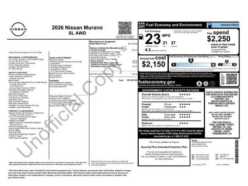 New 2026 Nissan Murano SL w/ Comfort Package AWD/4WD image 11