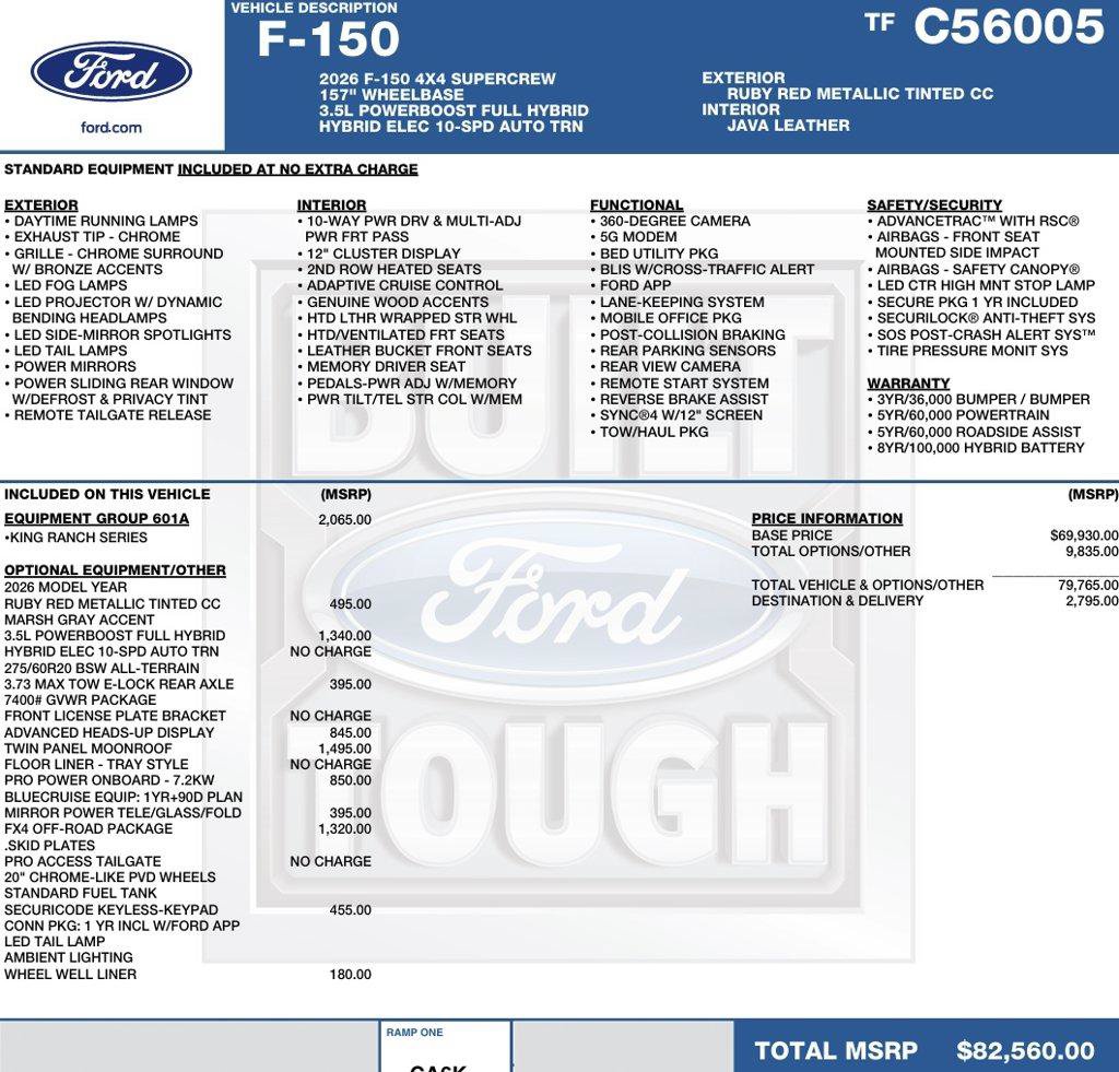 New 2026 Ford F150 King Ranch w/ Equipment Group 601A High AWD/4WD image 2
