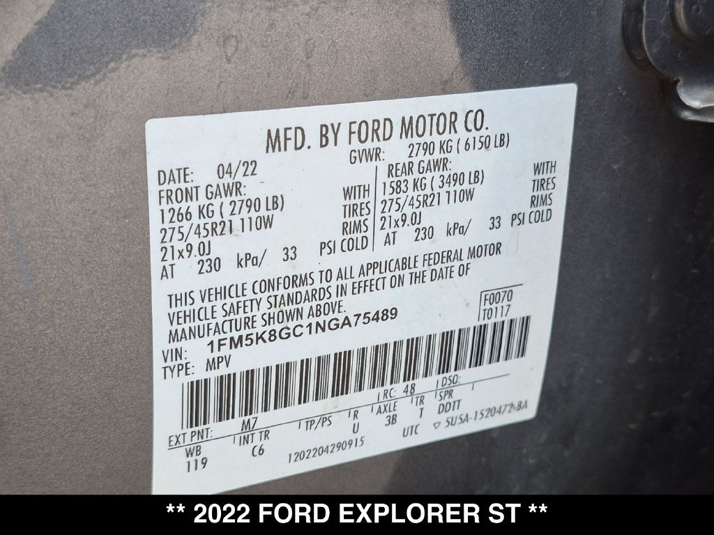 Used 2022 Ford Explorer ST w/ Equipment Group 401A AWD/4WD image 29