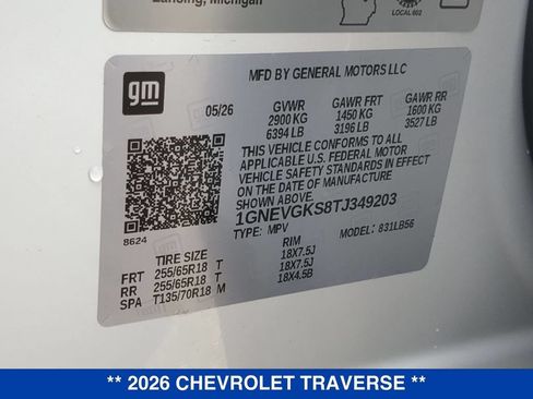 New 2026 Chevrolet Traverse LT w/ Driver Confidence Package AWD/4WD image 26
