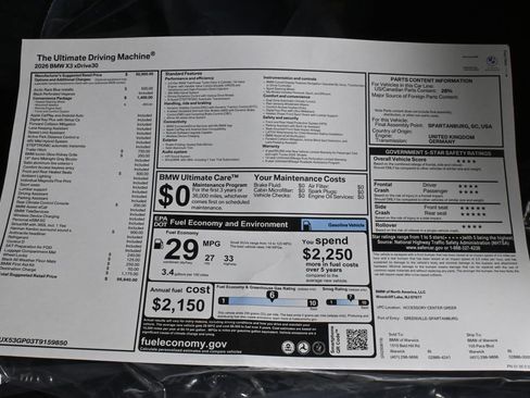 Used 2026 BMW X3 xDrive30 w/ Convenience Package image 37