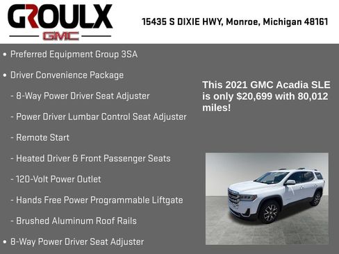 Used 2021 GMC Acadia SLE w/ Driver Convenience Package AWD/4WD image 8