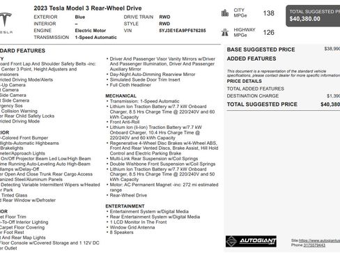 Used 2023 Tesla Model 3 Standard Range RWD image 3