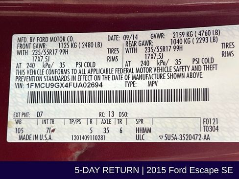 Used 2015 Ford Escape SE w/ Equipment Group 201A AWD/4WD image 35