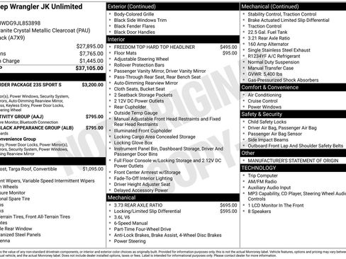 Certified 2018 Jeep Wrangler Unlimited Sport S AWD/4WD image 29