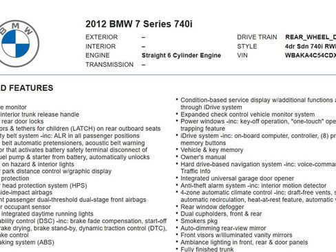 Used 2012 BMW 740i RWD image 31