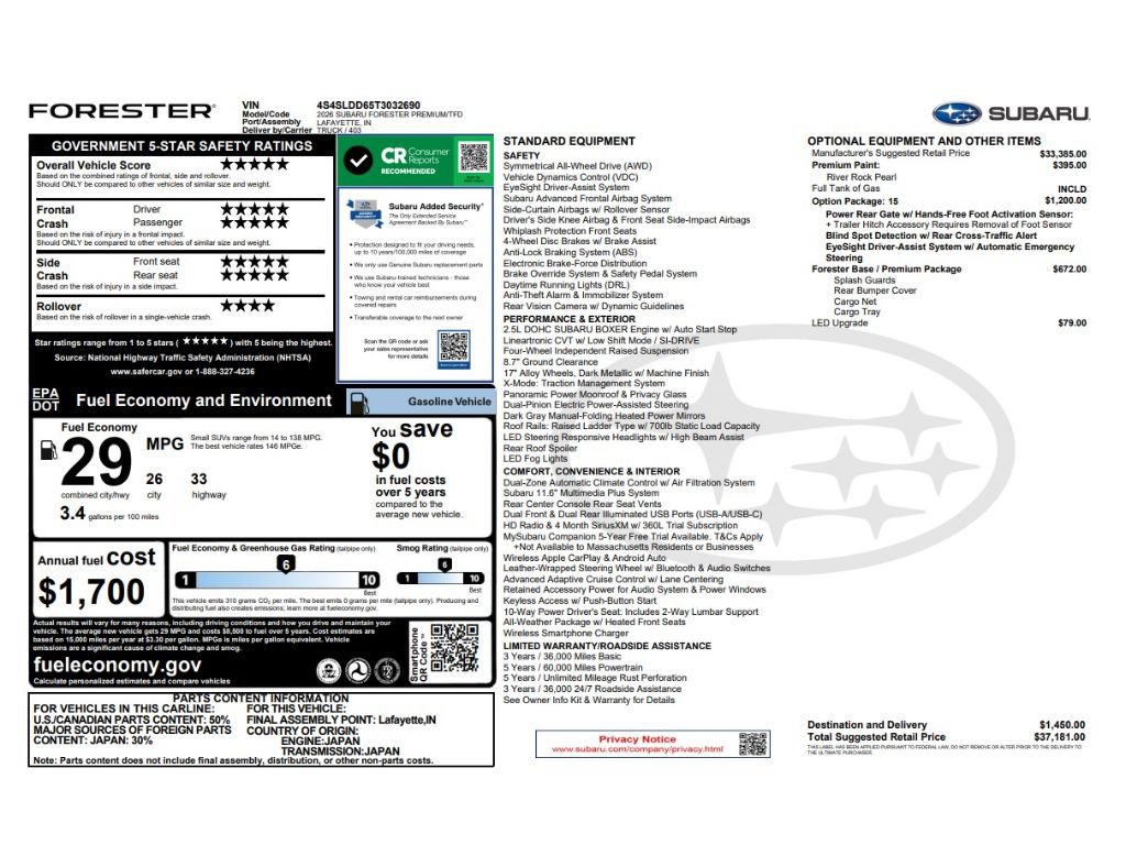 Used 2026 Subaru Forester Premium w/ Base/Premium Package AWD/4WD image 9