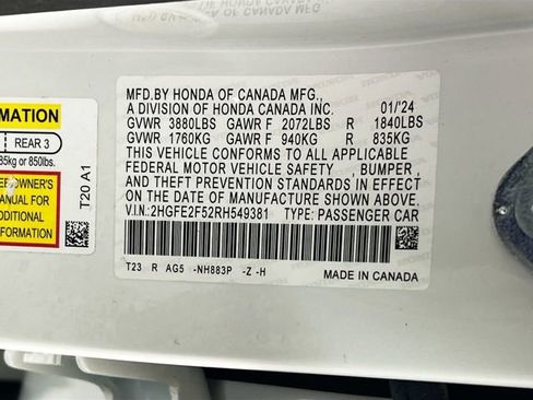 Certified 2024 Honda Civic Sport image 33