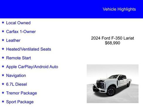 Certified 2024 Ford F350 Lariat w/ Tremor Off-Road Package AWD/4WD image 3