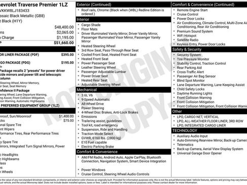 Used 2020 Chevrolet Traverse Premier w/ LPO, Floor Liner Package AWD/4WD image 12
