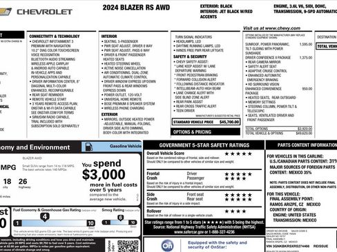 Used 2024 Chevrolet Blazer RS w/ Driver Confidence II Package AWD/4WD image 26