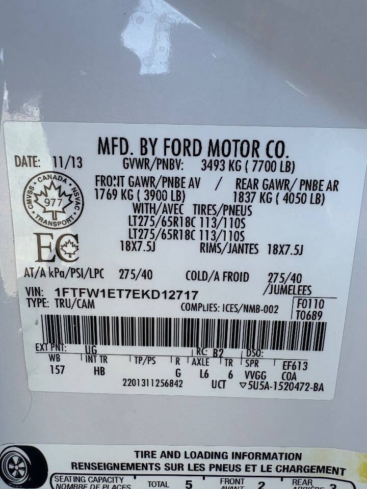 Used 2014 Ford F150 Lariat w/ Equipment Group 501A Mid AWD/4WD image 10