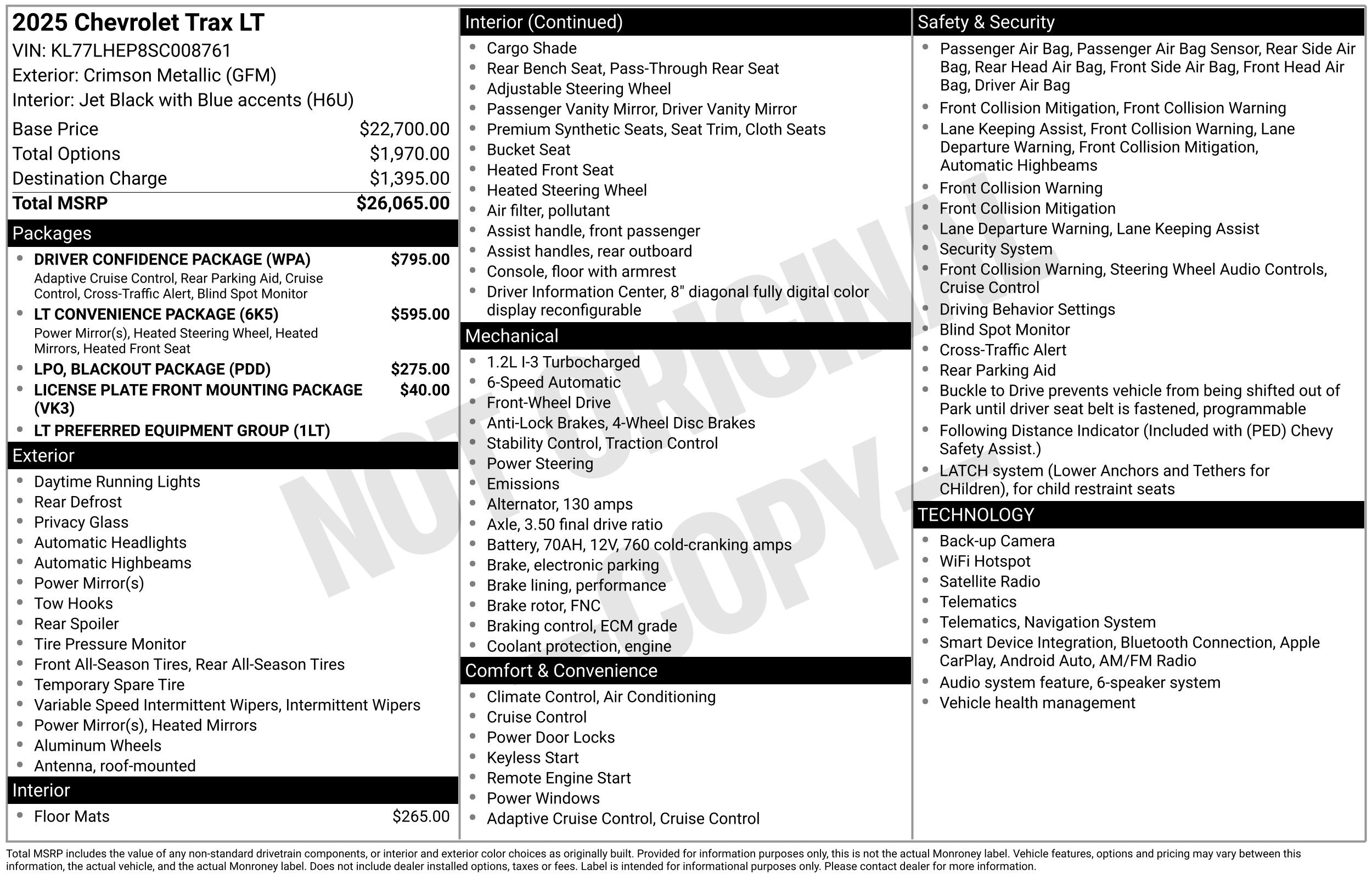Used 2025 Chevrolet Trax LT w/ Driver Confidence Package FWD image 15