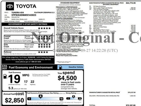 Used 2024 Toyota Tundra Platinum w/ TRD Off-Road Package AWD/4WD image 30