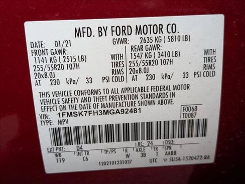 Used 2021 Ford Explorer Limited w/ Equipment Group 301A RWD image 20