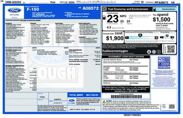 Used 2023 Ford F150 Platinum w/ Equipment Group 701A High AWD/4WD image 12