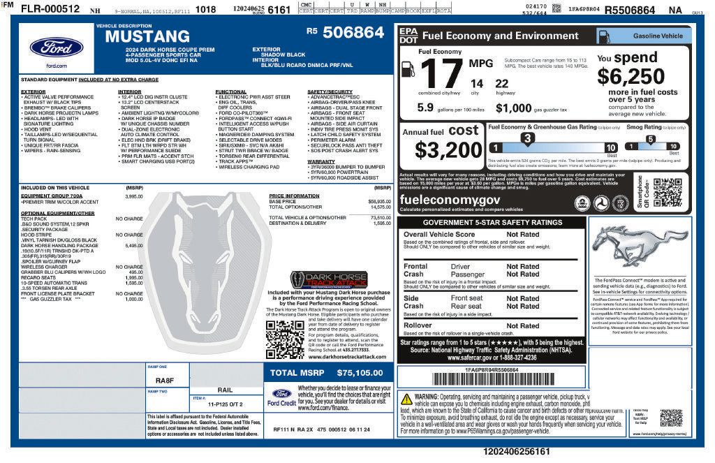 Used 2024 Ford Mustang Dark Horse w/ Dark Horse Handlin Package RWD image 13