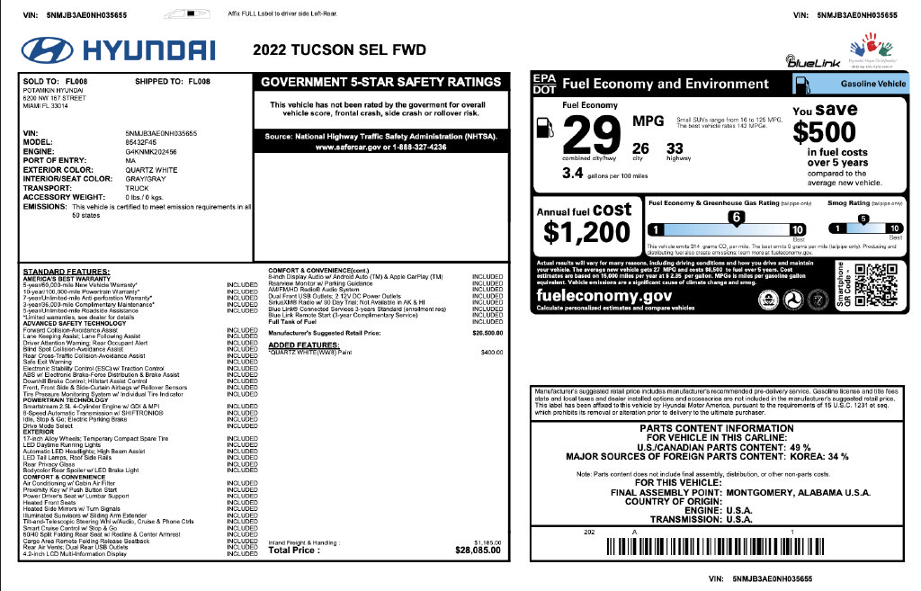Certified 2022 Hyundai Tucson SEL FWD image 3