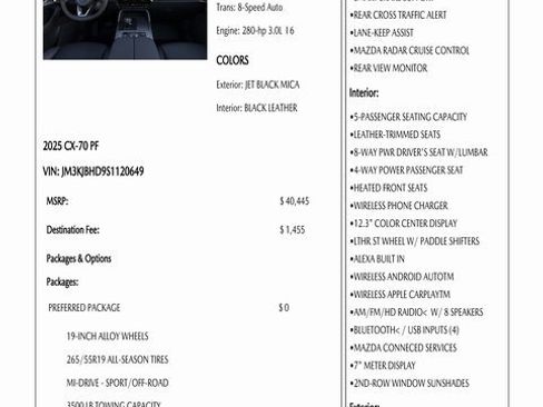 Used 2025 MAZDA CX-70 3.3 Turbo w/ Preferred Package image 4