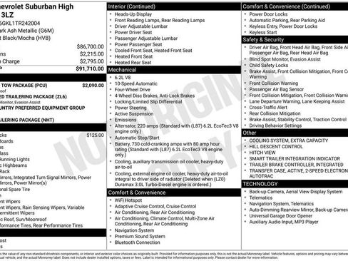 New 2026 Chevrolet Suburban High Country w/ Sun And Tow Package image 10