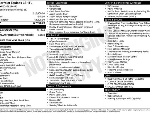 Used 2023 Chevrolet Equinox LS w/ LPO, Cargo Package FWD image 2