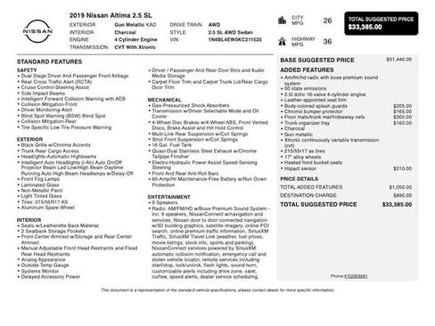 Used 2019 Nissan Altima 2.5 SL AWD/4WD image 4